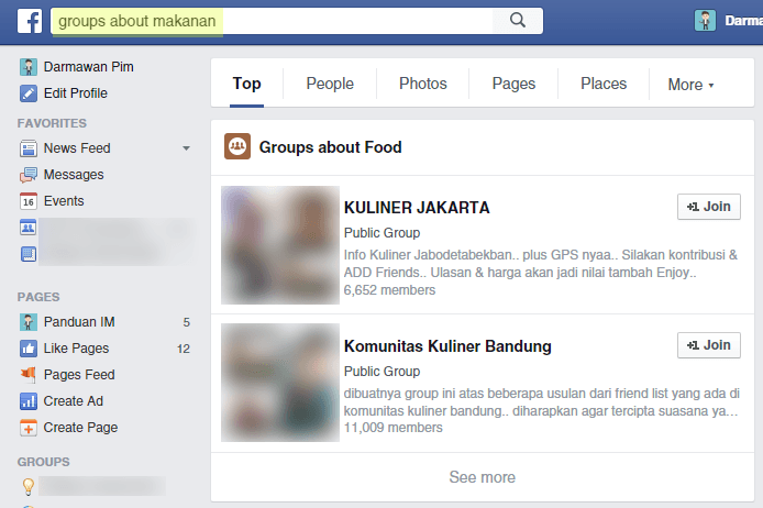 Mencari grup di FB